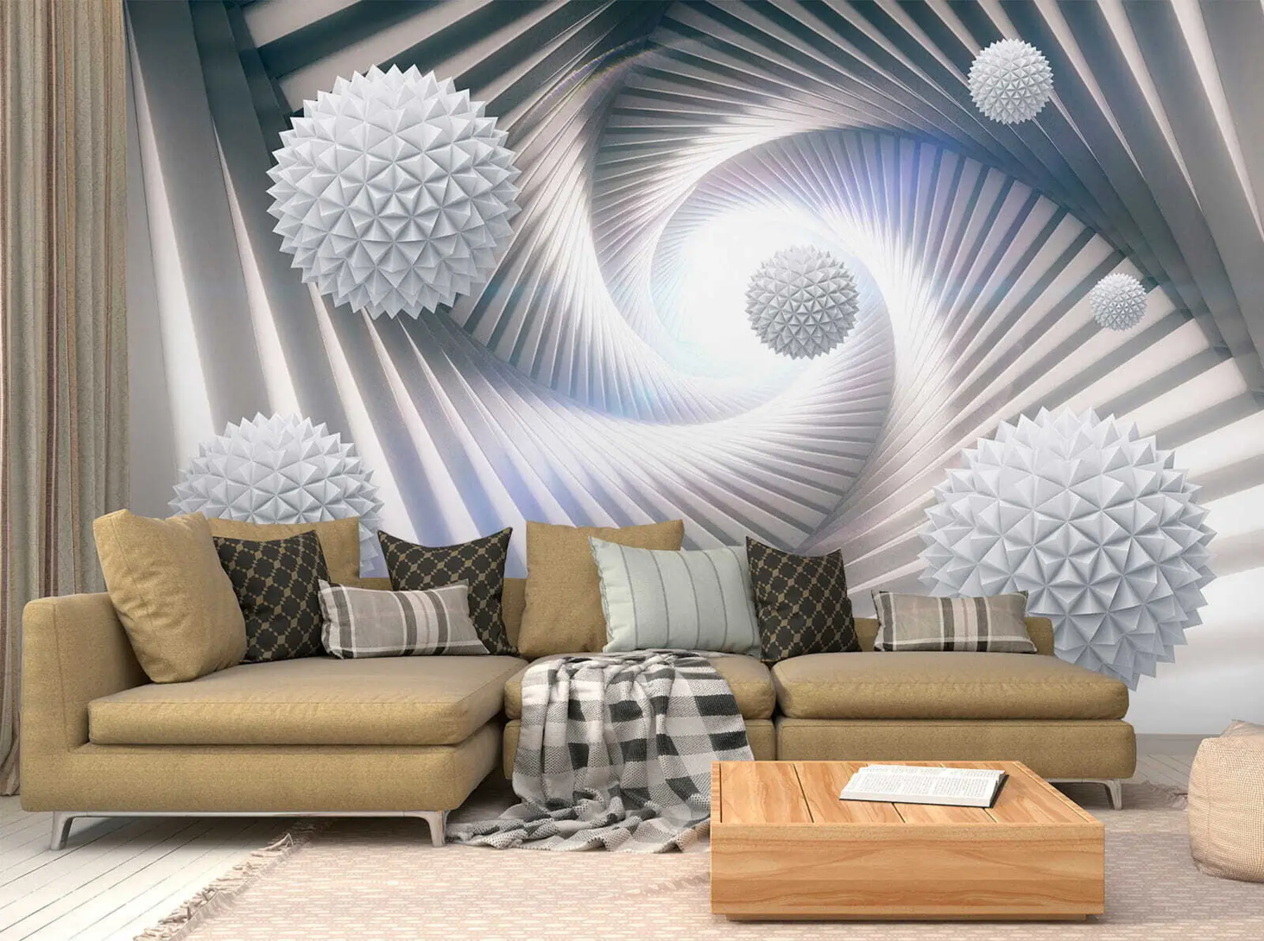 Fototapete 3D-Tunnel und Kugeln u03120