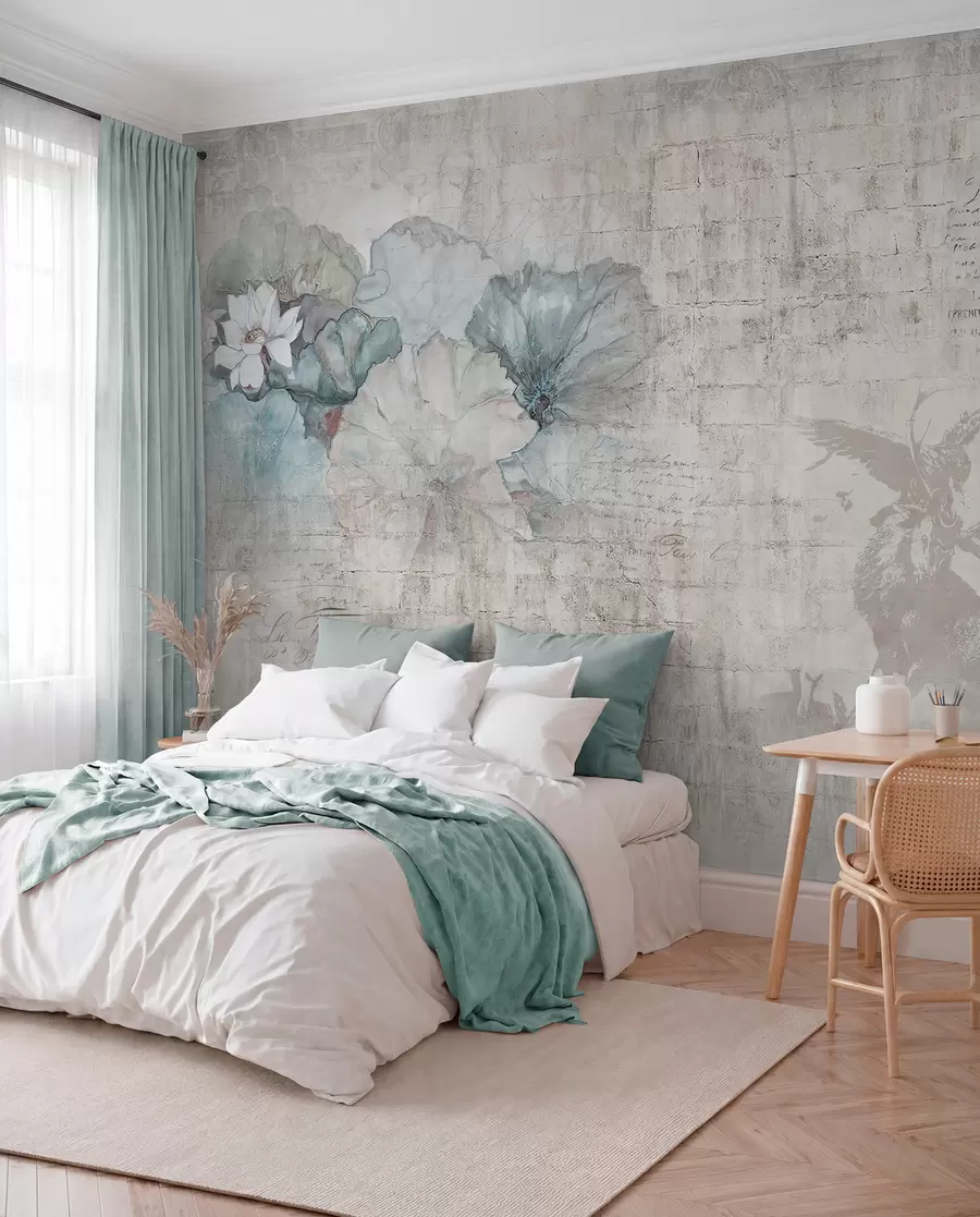 Fototapete Blumen und Jagd im Grunge-Stil u04724