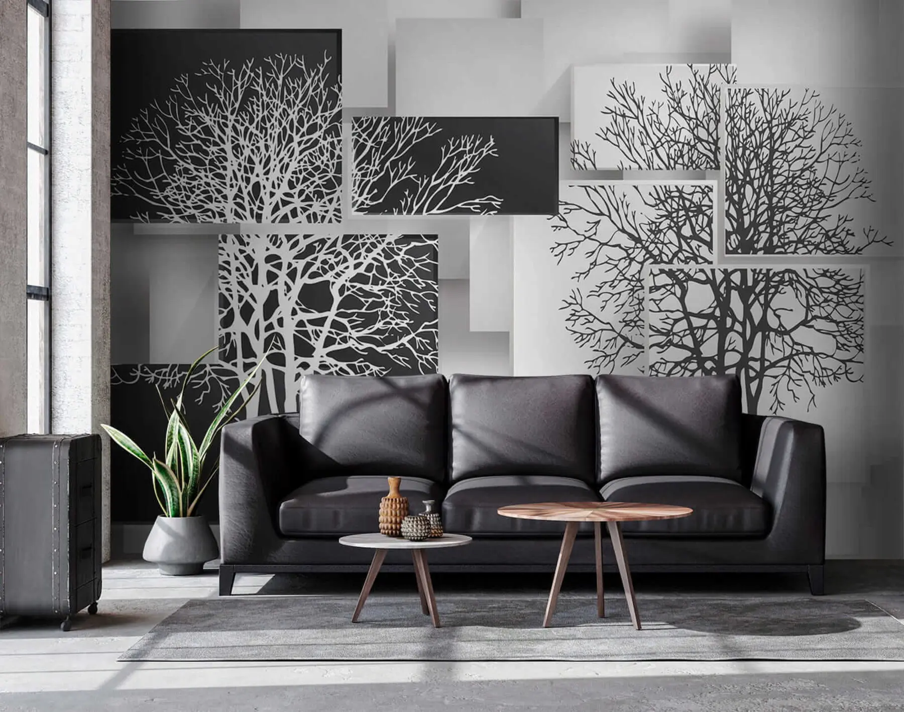 Fototapete Natur Schwarz Weiß u09369