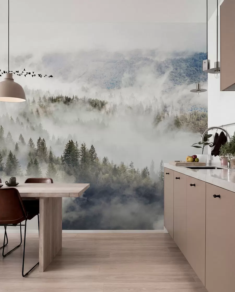 Fototapete Vögel über dem Nebel u13823