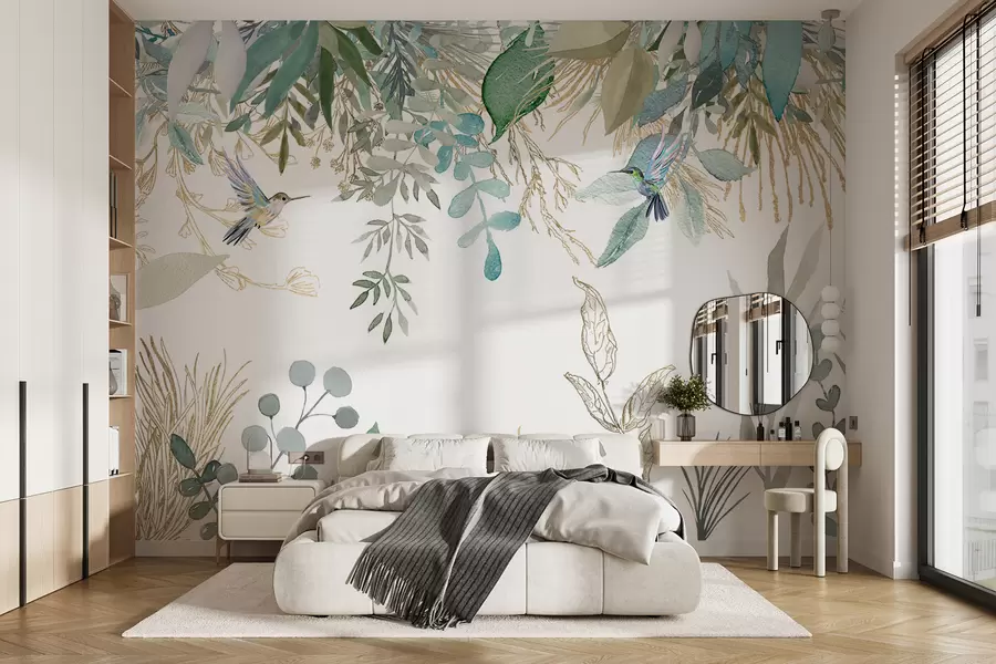 Fototapete Exotische Pflanzen und Kolibris u17579