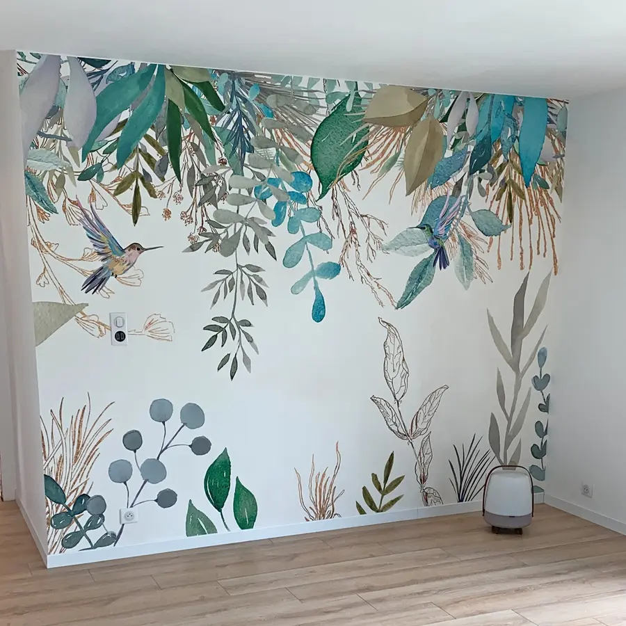 Fototapete Exotische Pflanzen und Kolibris u17579