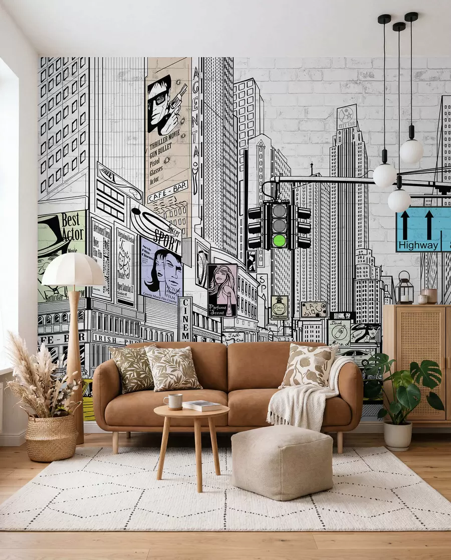 Fototapete Megapolis im Comic-Stil u21095