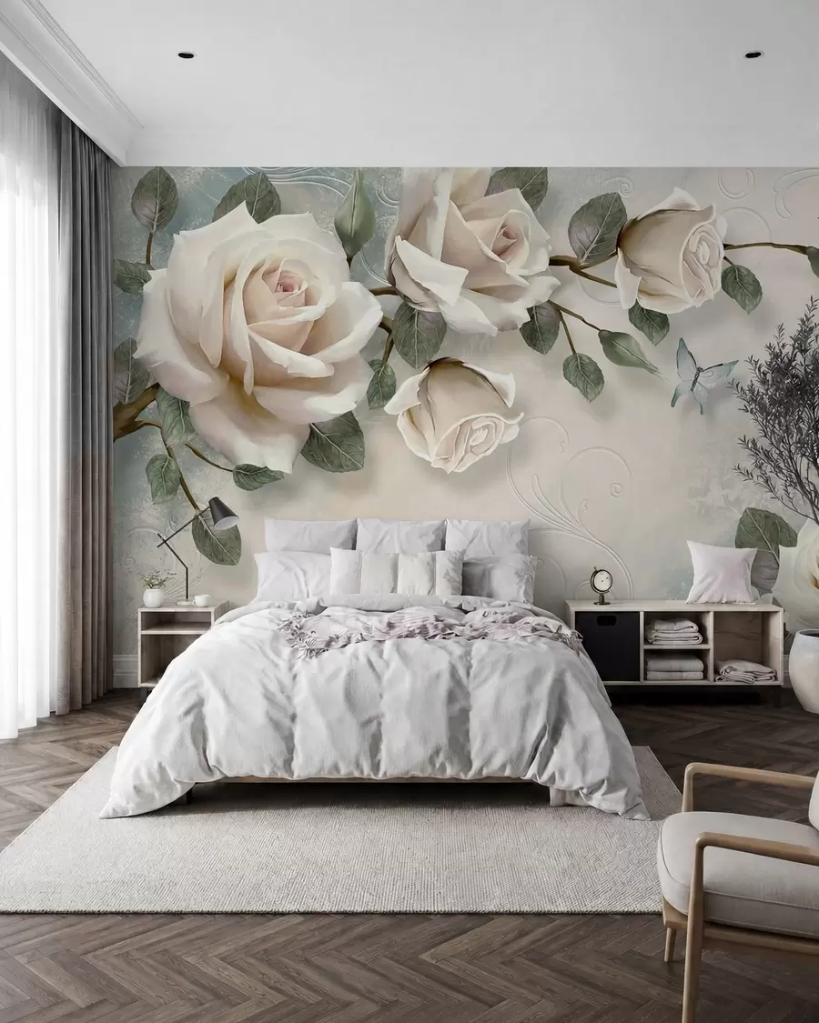 Fototapete Cremefarbene Rosen u31353