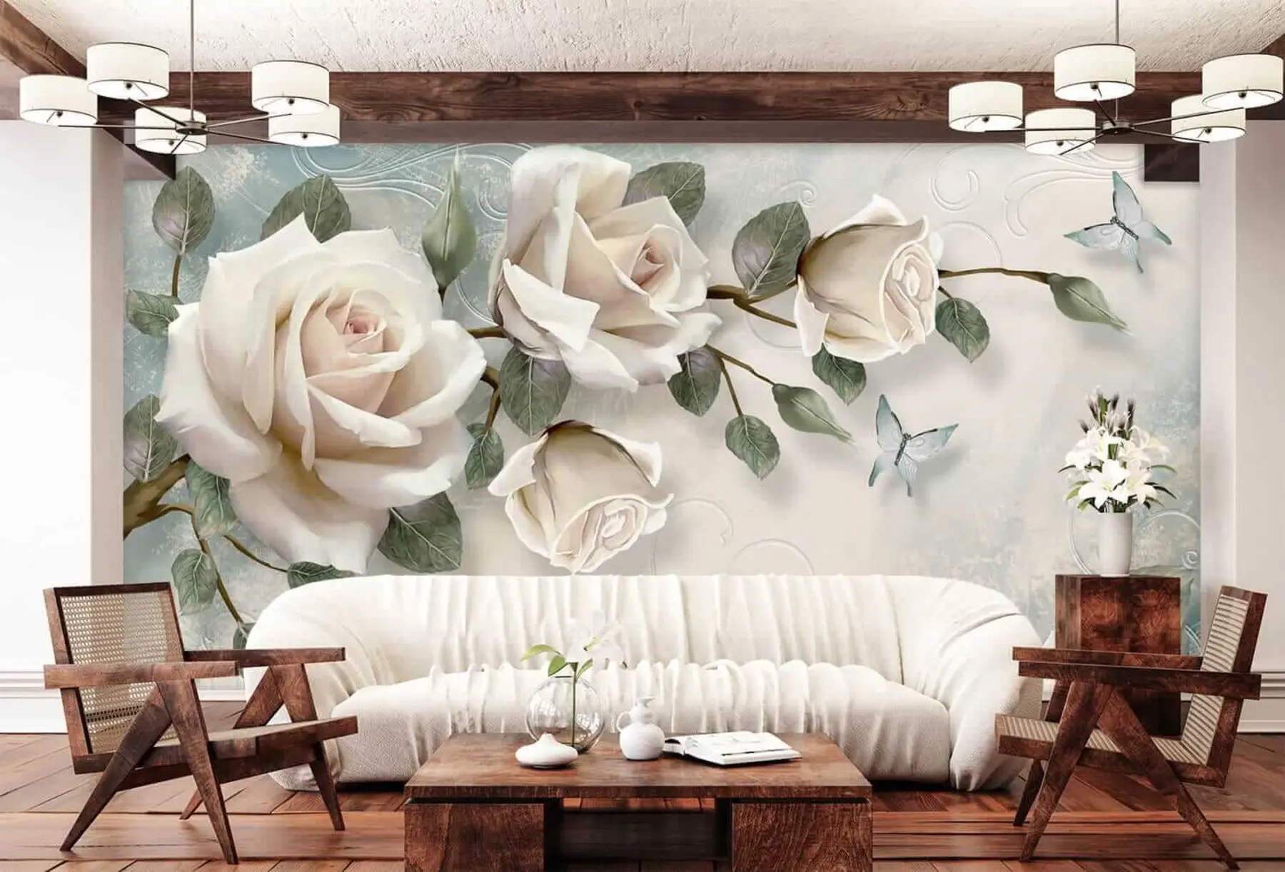 Fototapete Cremefarbene Rosen u31353