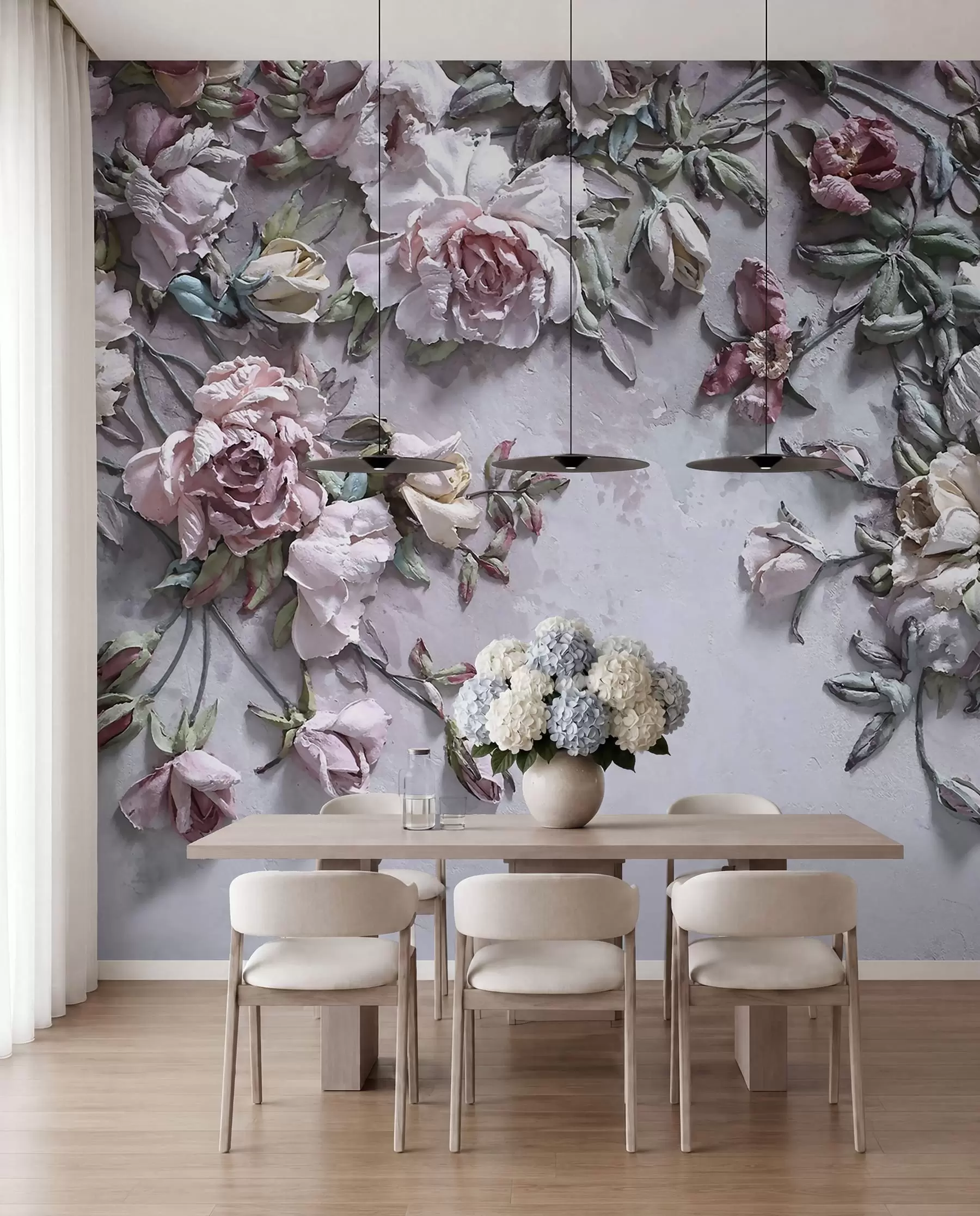Fototapete Volumetrische Rosen an der Wand u31869