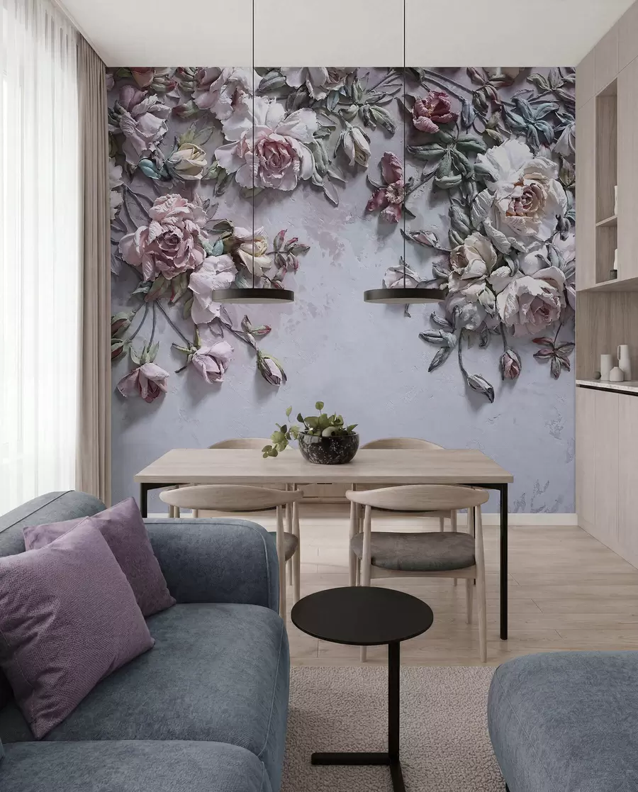 Fototapete Volumetrische Rosen an der Wand u31869