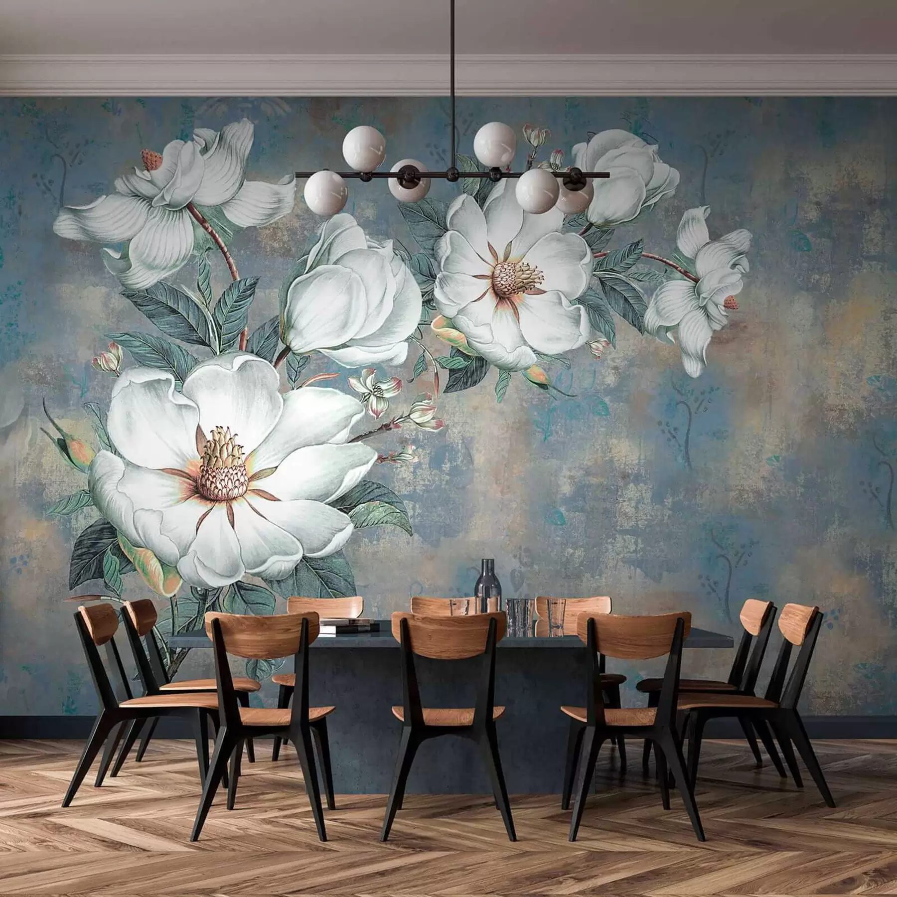 Fototapete Magnolien an der Grunge-Wand u38839