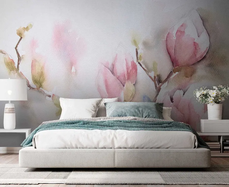 Fototapete Magnolien blühen, Aquarellmalerei u53757