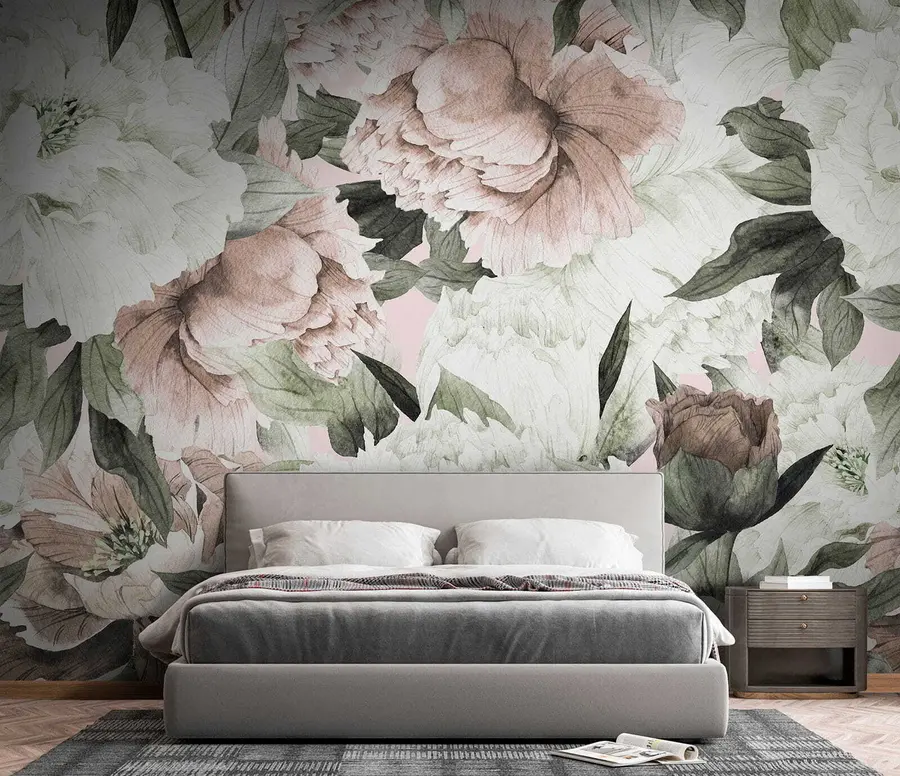 Fototapete Gezeichnete Pfingstrosen u55910