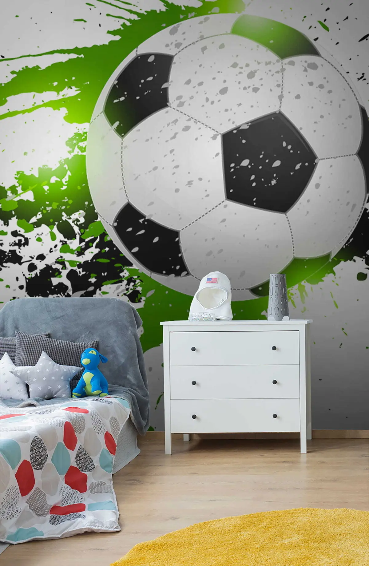 Fototapete Fußball mit grünen Spuren u57431