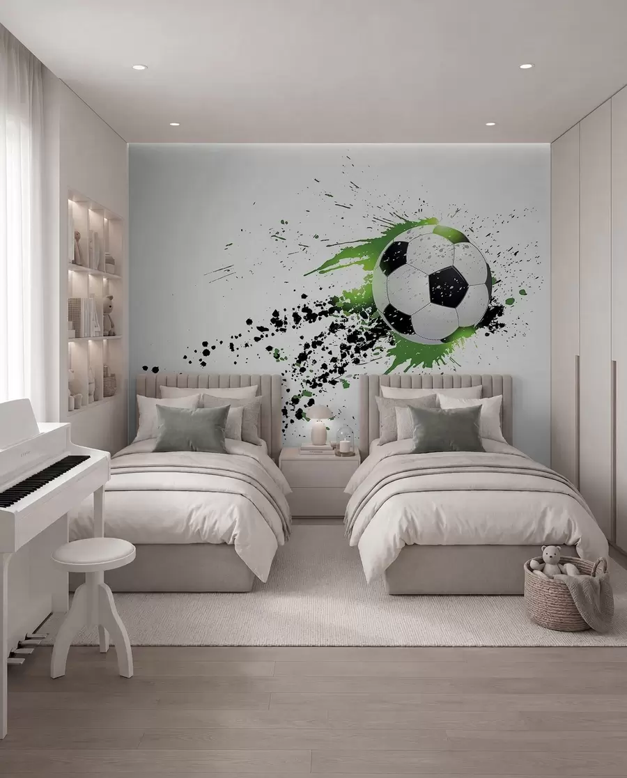 Fototapete Fußball mit grünen Spuren u57431