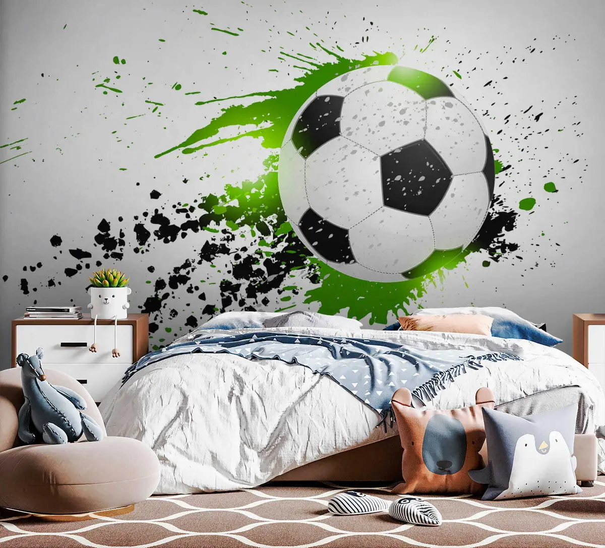 Fototapete Fußball mit grünen Spuren u57431