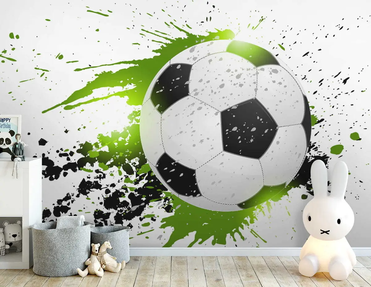 Fototapete Fußball mit grünen Spuren u57431