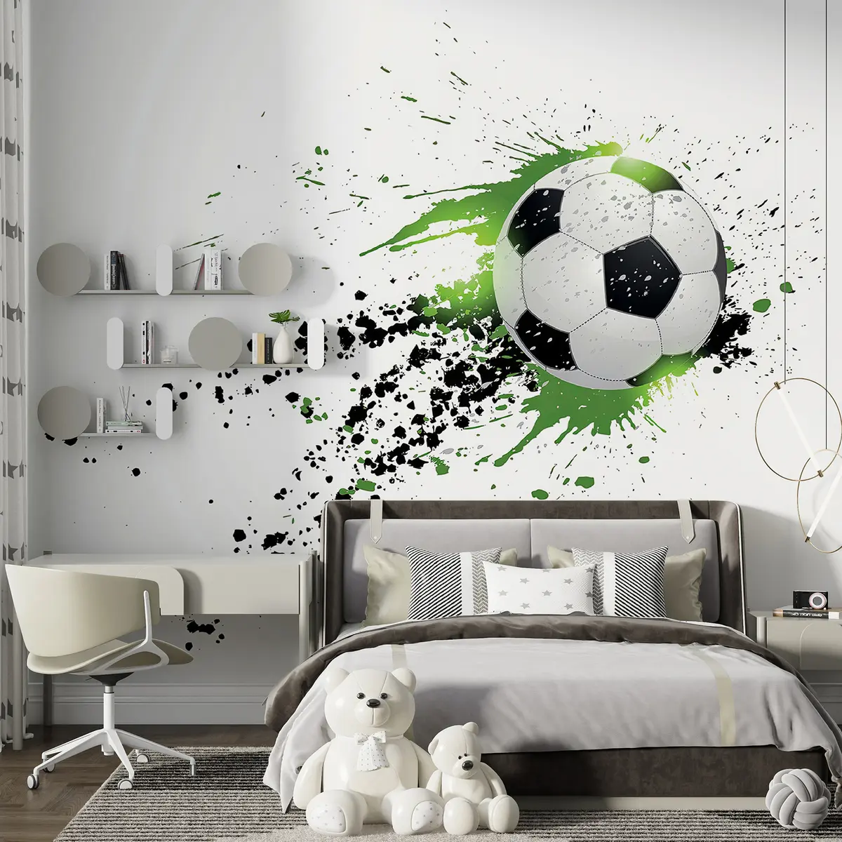 Fototapete Fußball mit grünen Spuren u57431