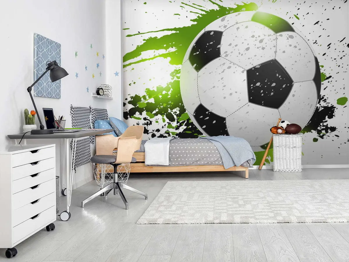 Fototapete Fußball mit grünen Spuren u57431