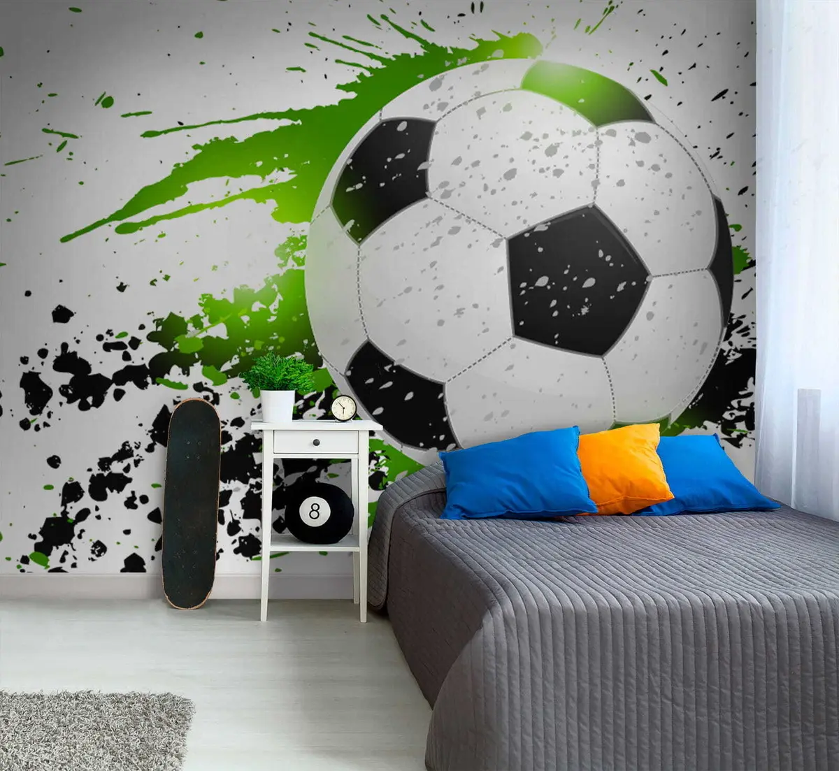 Fototapete Fußball mit grünen Spuren u57431