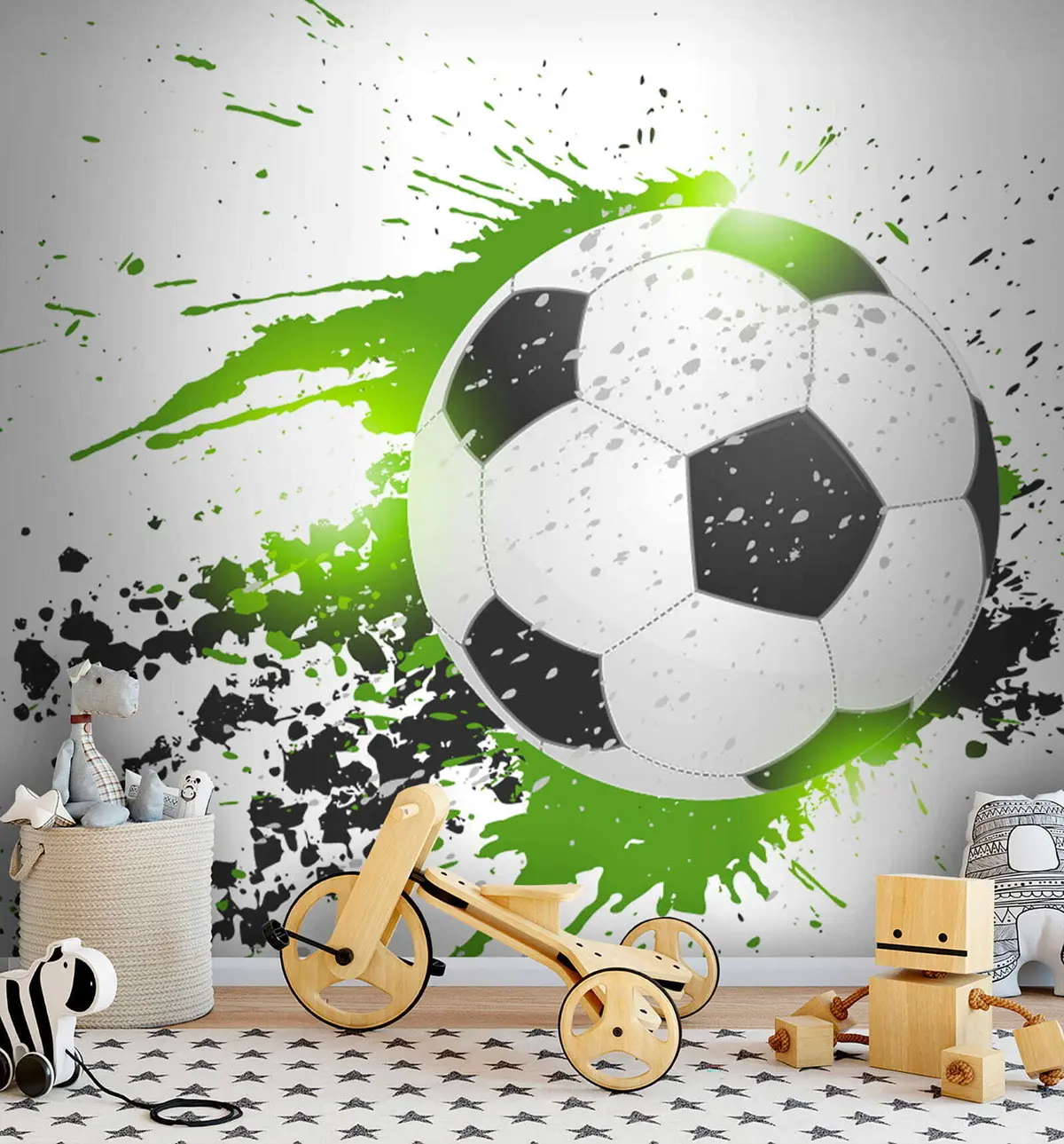 Fototapete Fußball mit grünen Spuren u57431