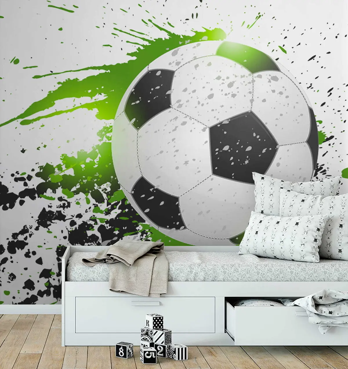 Fototapete Fußball mit grünen Spuren u57431
