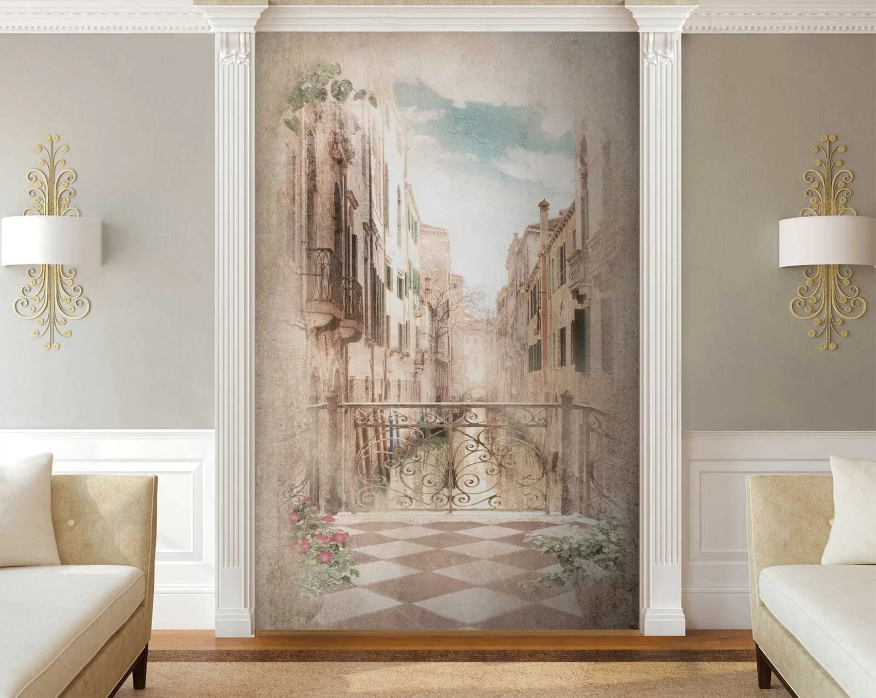 Fototapete Balkon, italienische Straße u60320