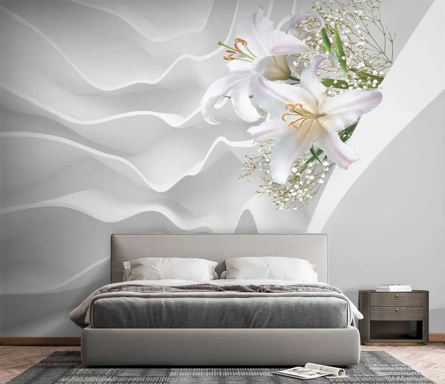 Fototapete Lilien und strukturierte Wand u60451