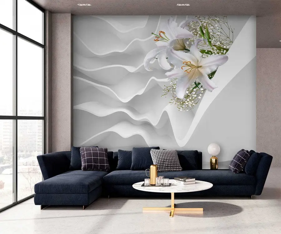 Fototapete Lilien und strukturierte Wand u60451