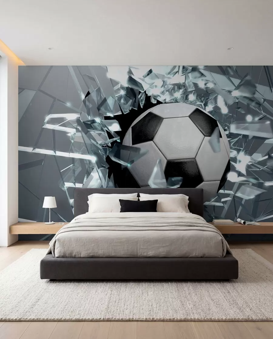 Fototapete Fußball zerbricht Glas u64581