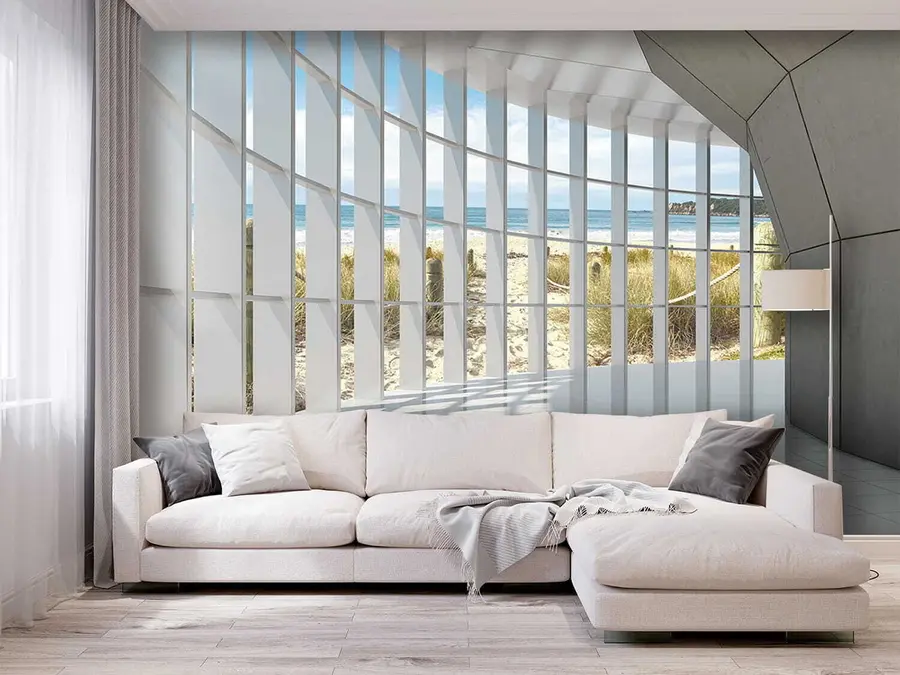 Fototapete 3D-Korridor mit Meerblick u70513
