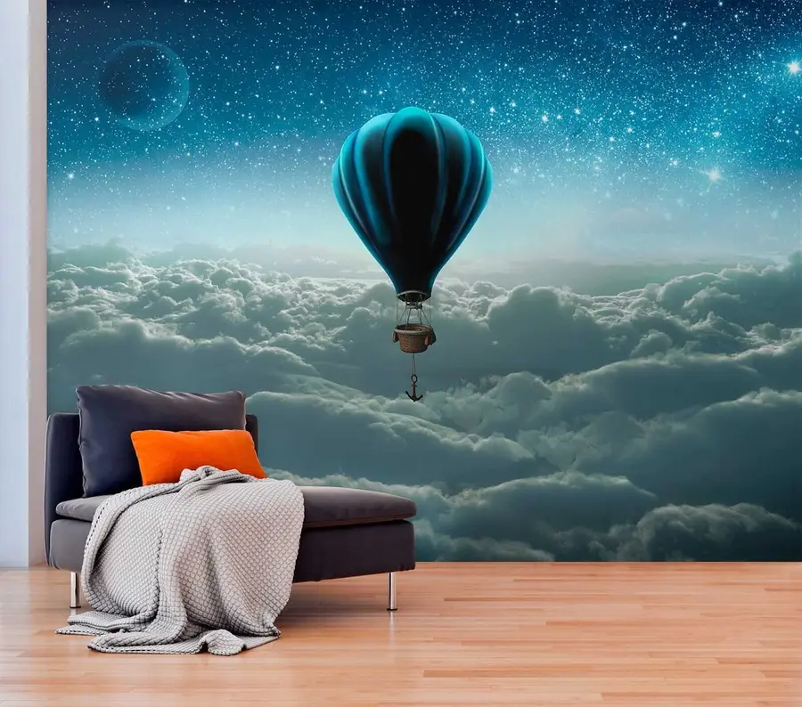Fototapete Heißluftballon auf dem Hintergrund des Nachthimmels u70538