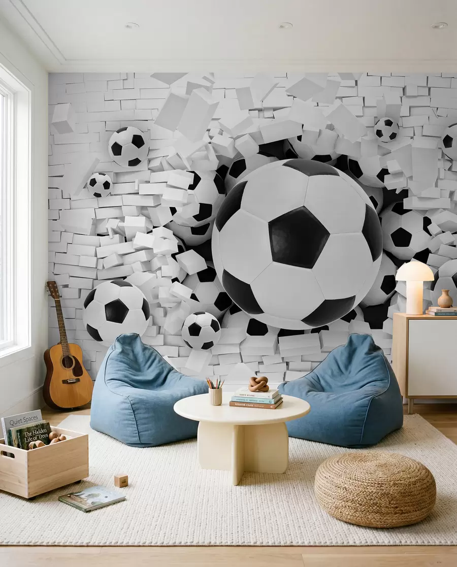 Fototapete Fußball durchbricht die Wand u70633
