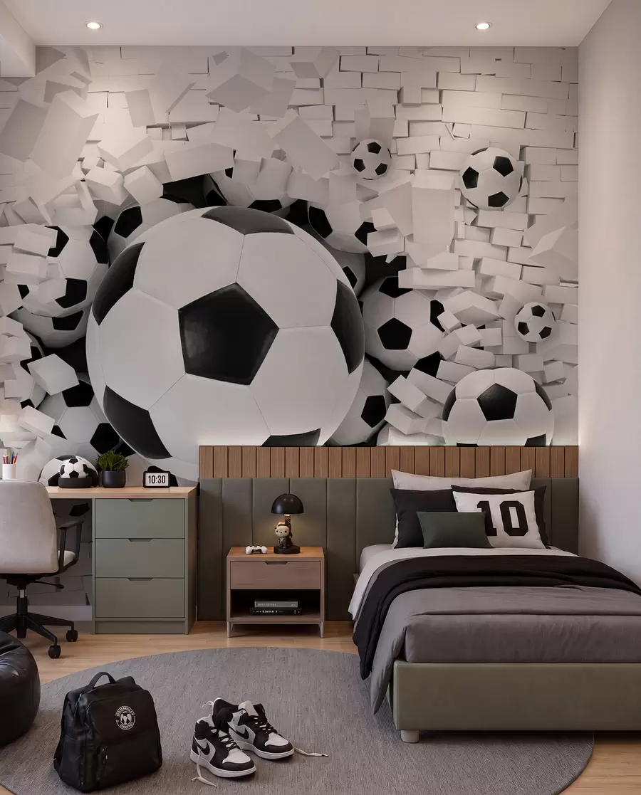 Fototapete Fußball durchbricht die Wand u70633