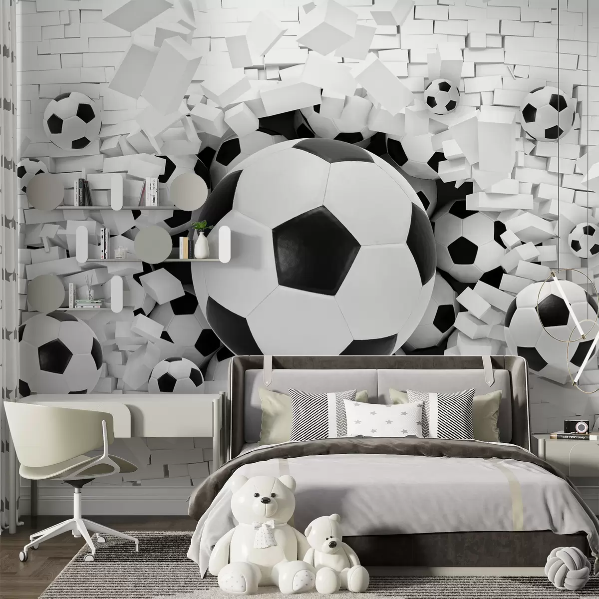 Fototapete Fußball durchbricht die Wand u70633