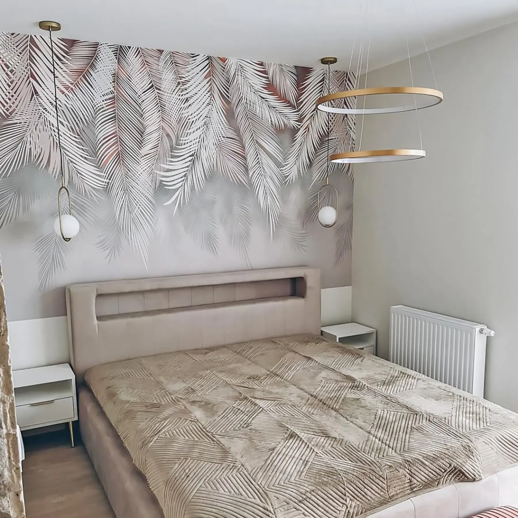 Fototapete Graue Palmblätter u48556