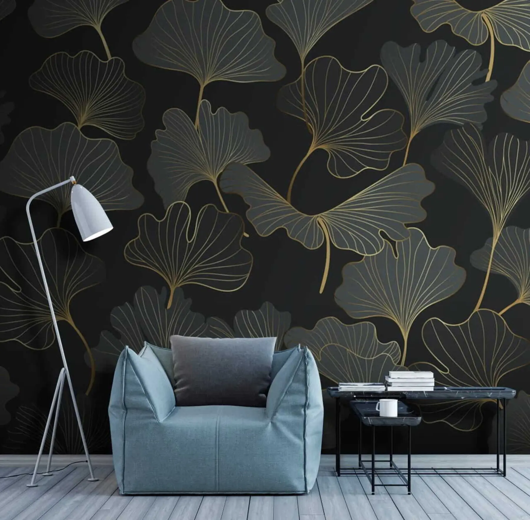 Fototapete Ginkgoblätter im Art-déco-Stil u53248