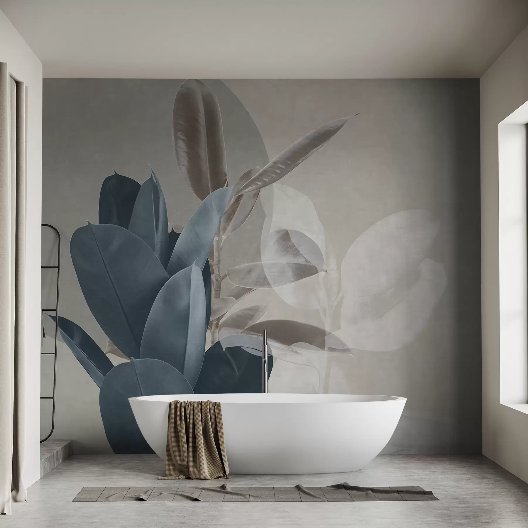 Fototapete Ficus auf Grunge-Wandhintergrund u71334