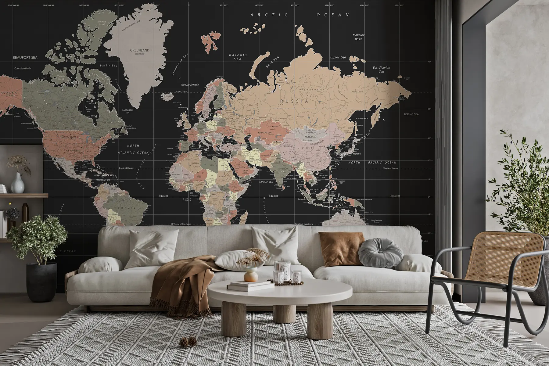 Fototapete Detaillierte Karte der Welt u99477
