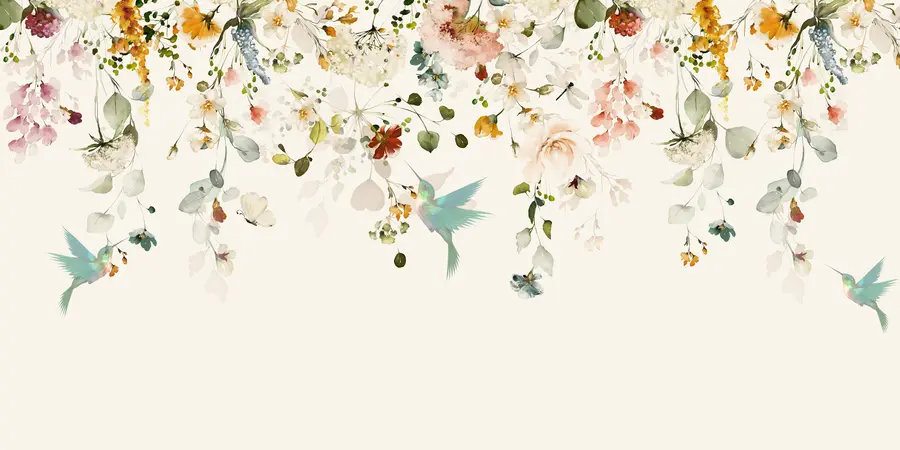 Fototapete Blumen und Kolibris u59610d2