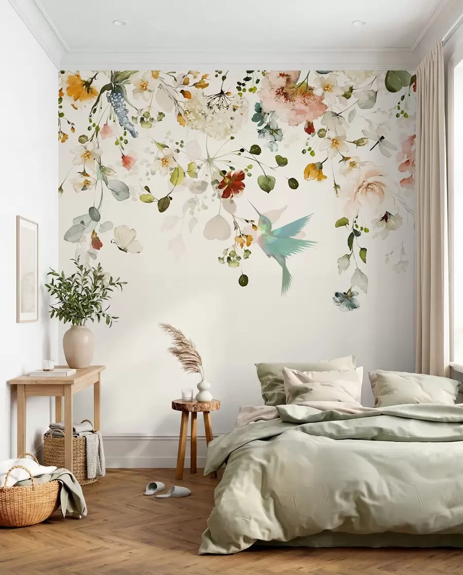 Fototapete Blumen und Kolibris u59610d2