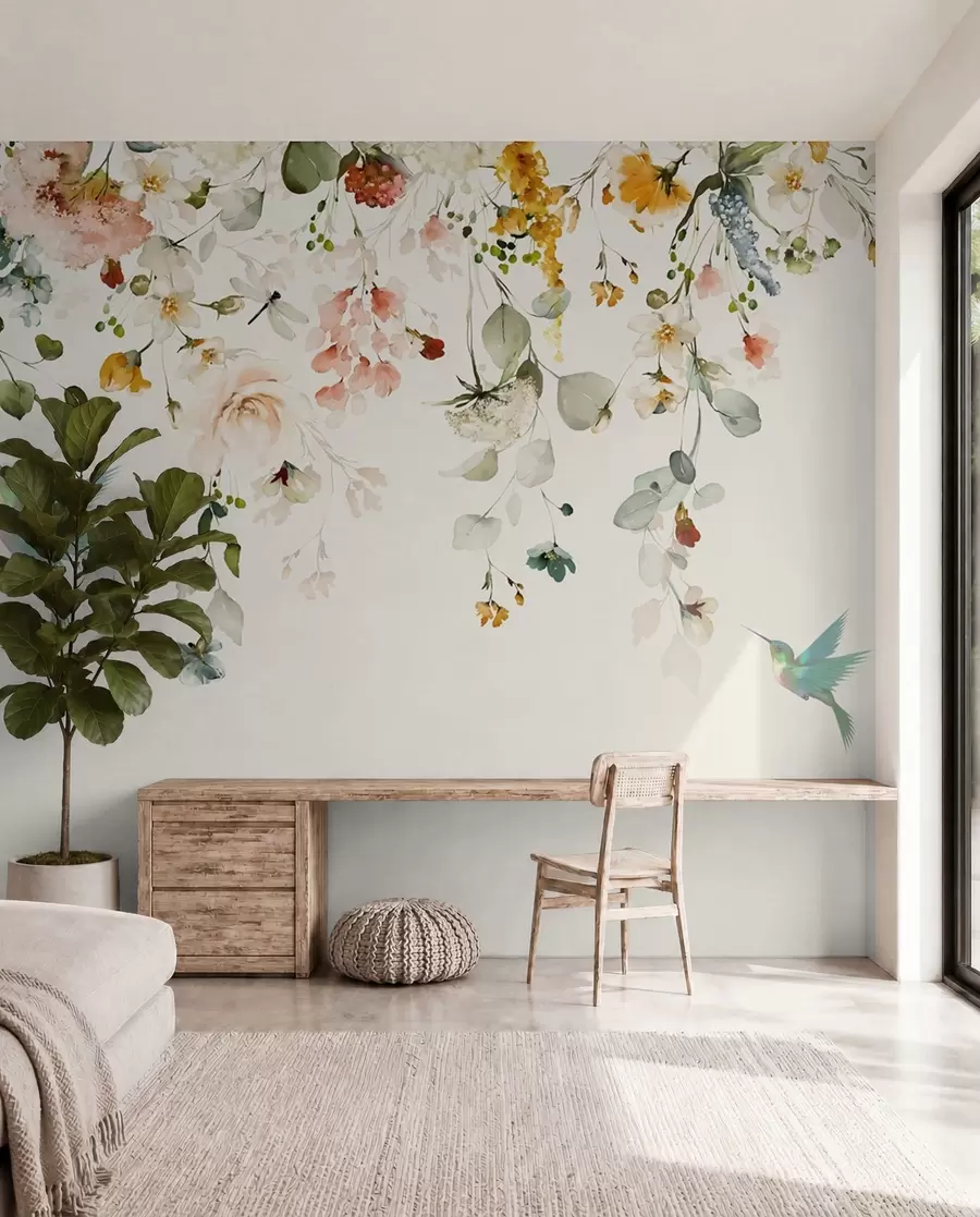 Fototapete Blumen und Kolibris u59610d2
