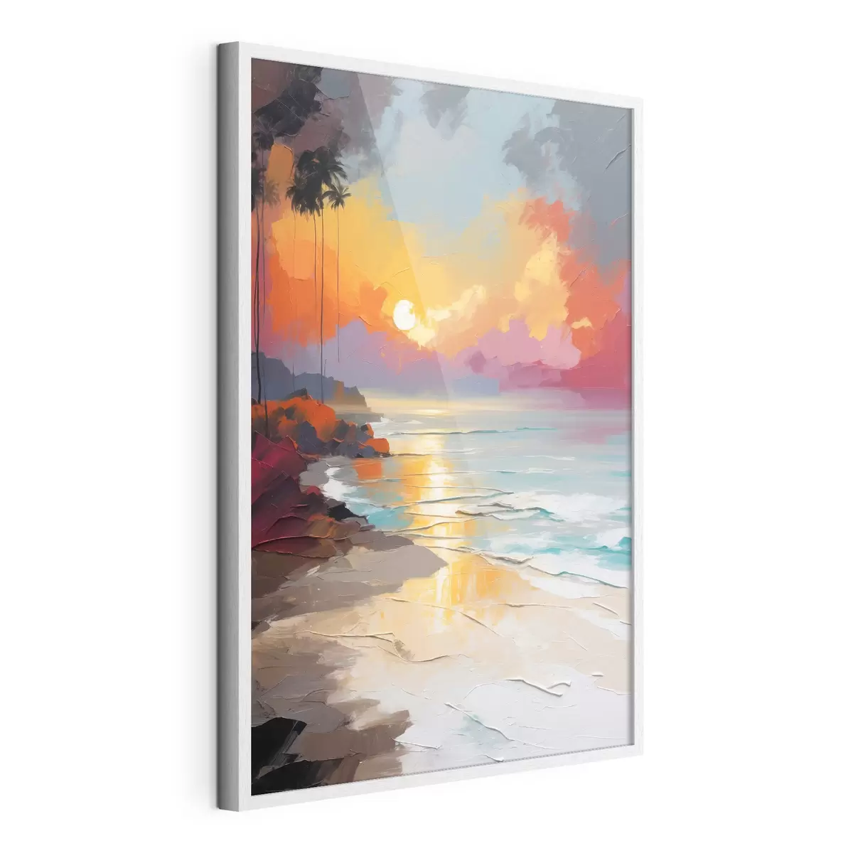 Poster Morgendämmerung am Meeresstrand in Öl f37800