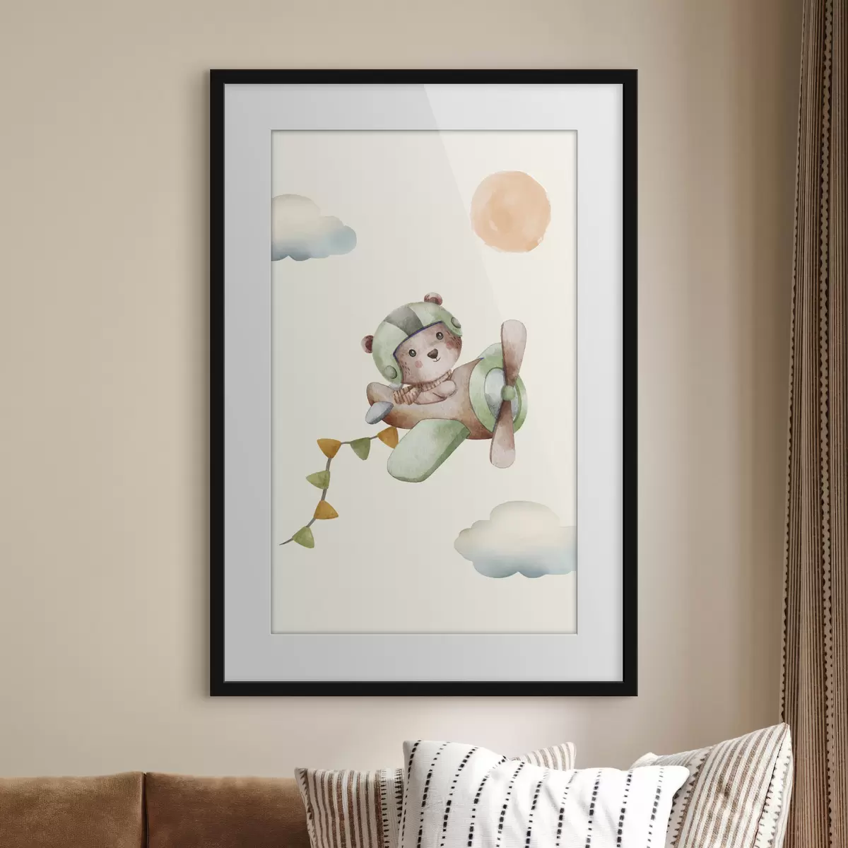 Poster Der Flug eines Teddybären in einem Medizinschrank f37916