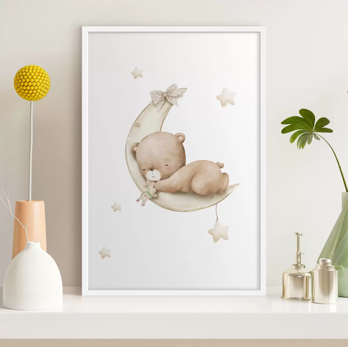 Poster Schläfriger Bär auf dem Mond f37917