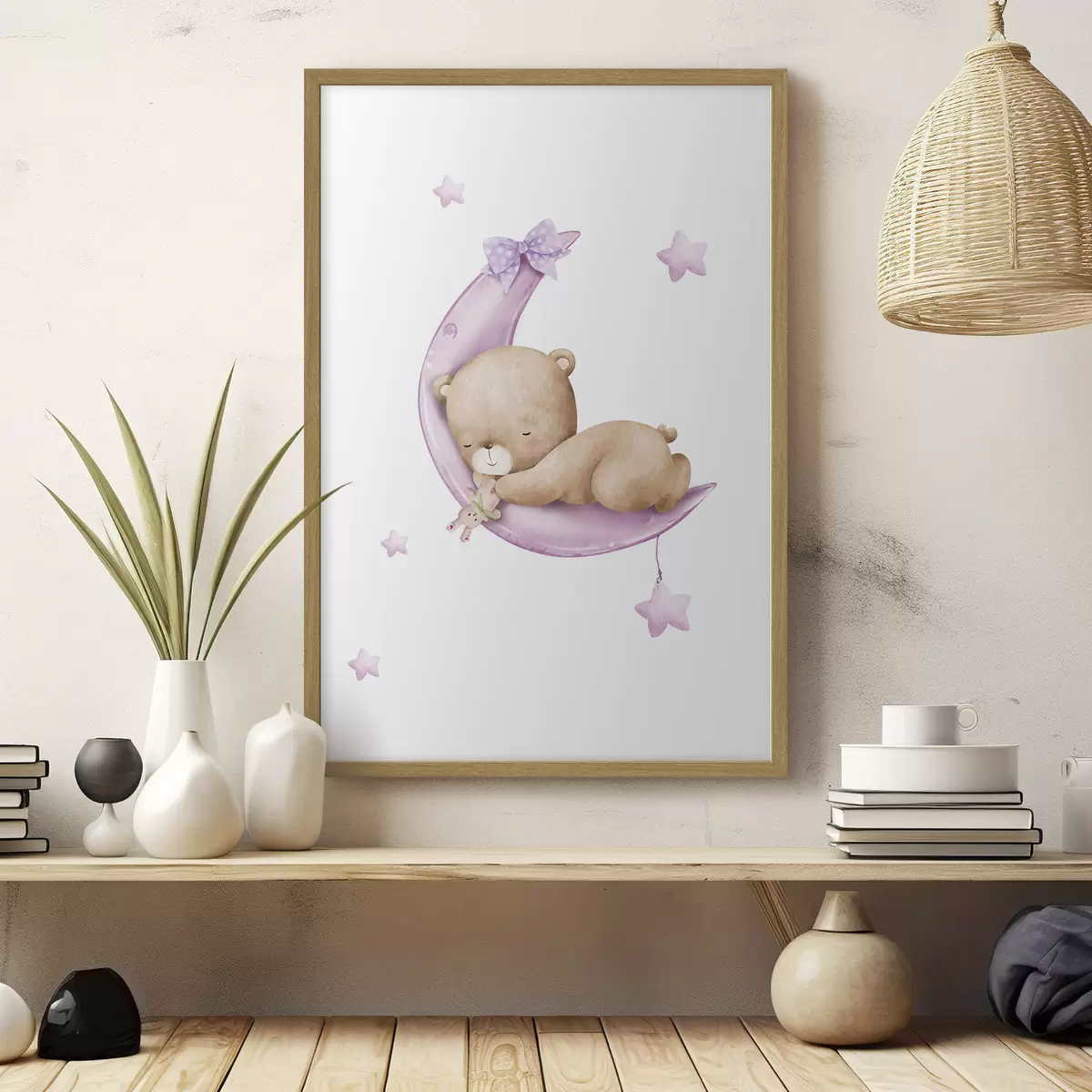Poster Schläfriger Bär auf dem Mond f37917v2