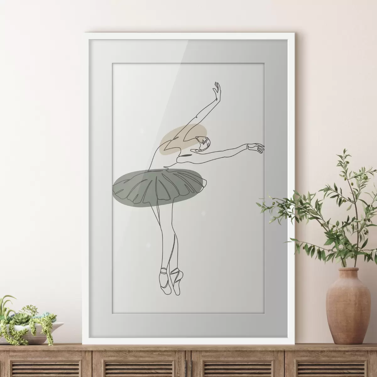 Poster Mädchen Ballerina Stil Boho Minimalismus Linien f38076