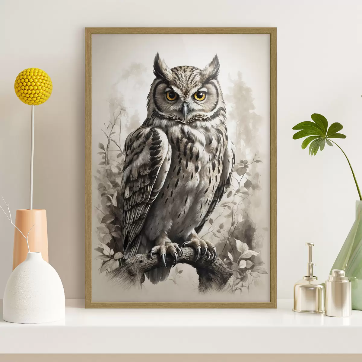 Poster Eule auf schwarzem und weißem Hintergrund f38118