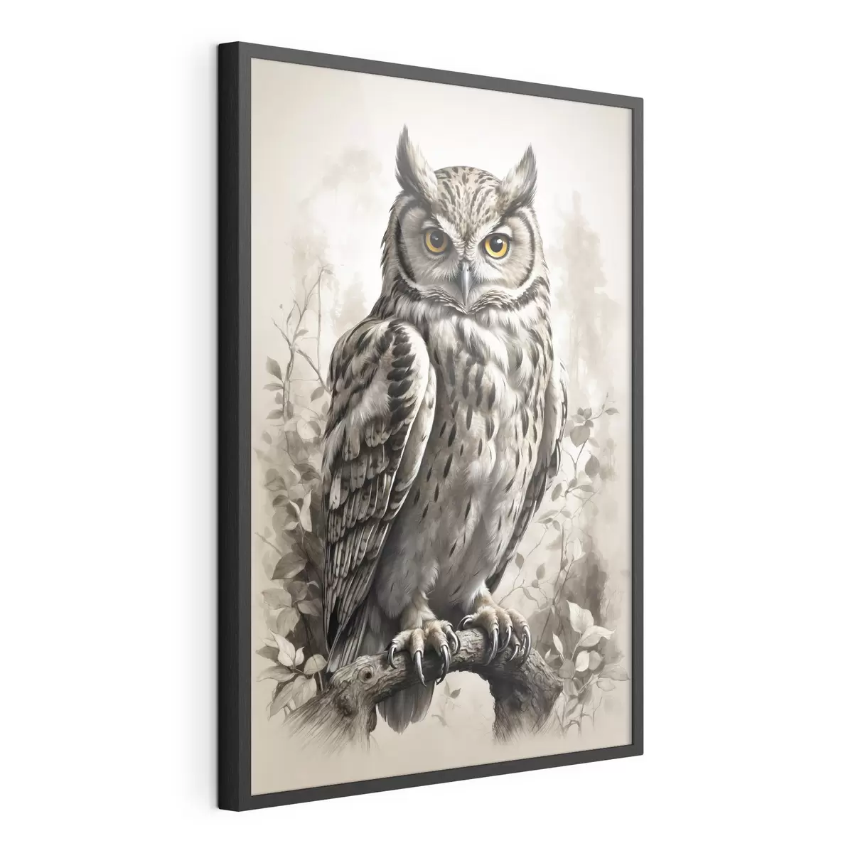 Poster Eule auf schwarzem und weißem Hintergrund f38118
