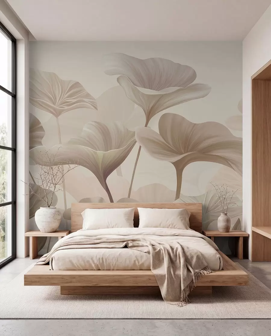 Fototapete Wunderschöne große Blätter in Beige w00385v3