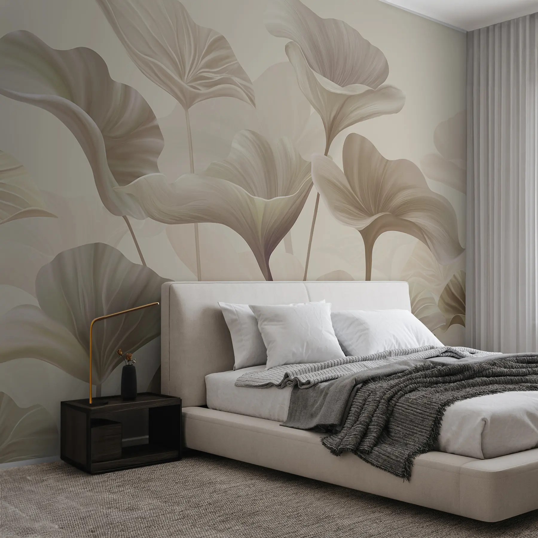 Fototapete Wunderschöne große Blätter in Beige w00385v3