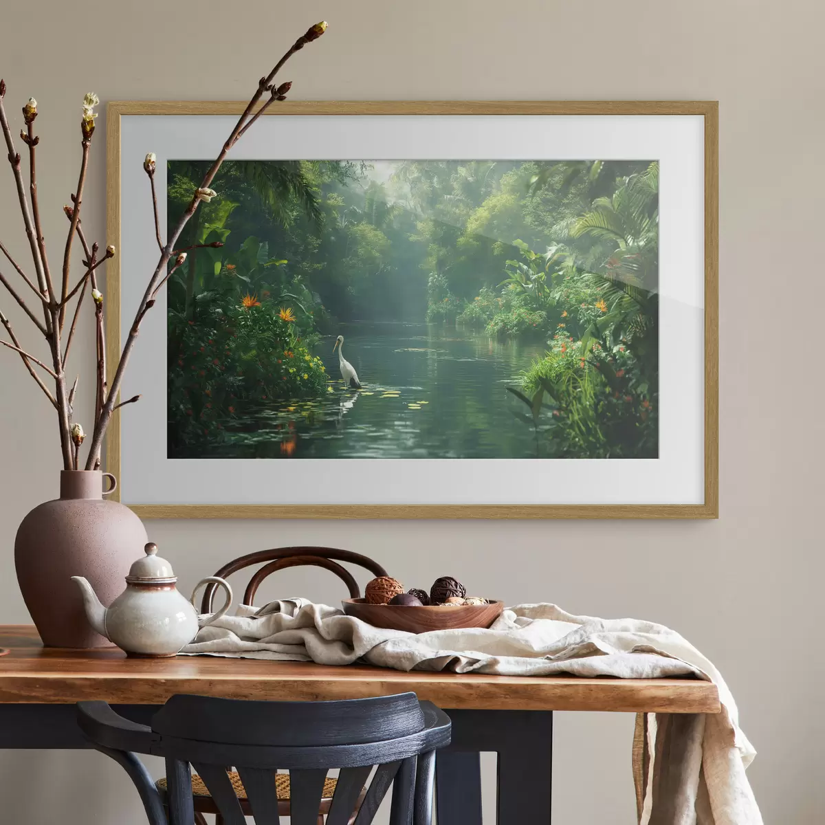 Poster See im tropischen Wald f38091