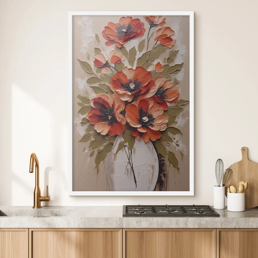 Fototapete Blumen in weißer Vase auf rosa Hintergrund f38176
